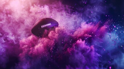 American Football with vibrant purple colored powder