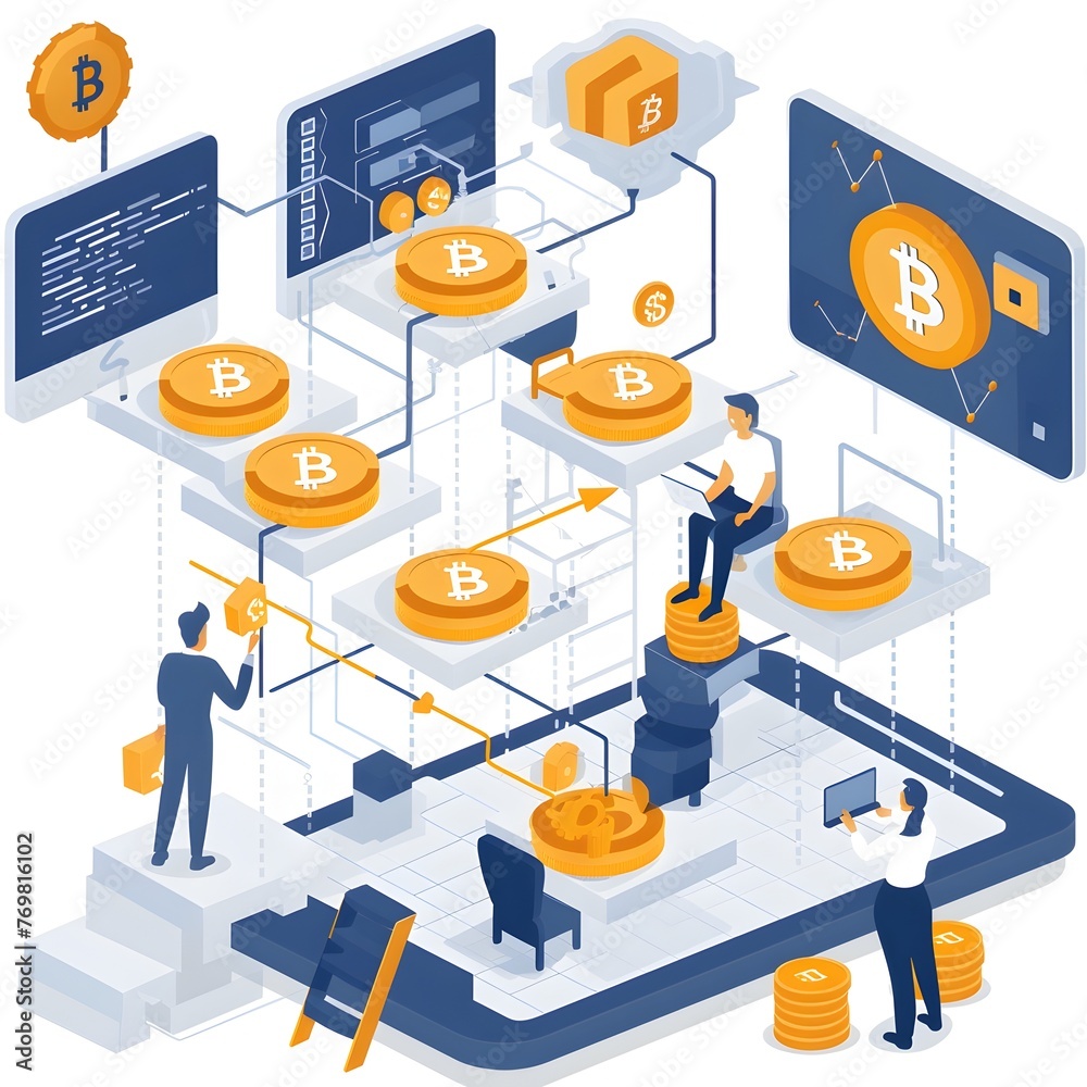 Poster blockchain developers designing secure transaction systems for evolution with copy space for customi