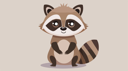 Flat design cute raccoon cartoon icon vector 