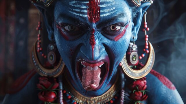 a person as angry goddess kali