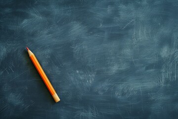 an orange pencil on illustrated chalkboard