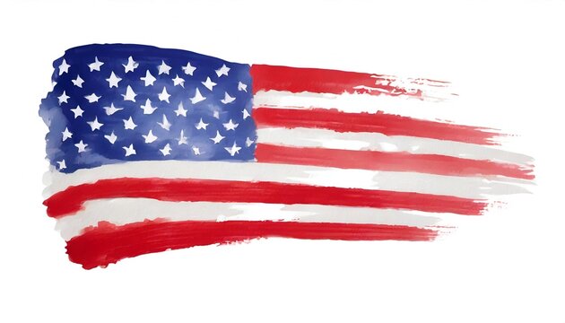 Watercolor painting american flag background