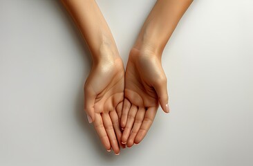Beautiful woman's hands with perfect manicure on white background, close up view, isolated, copy space for text, high detail. Generative AI