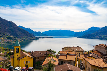 Panorama of Lake Como, seen from the hamlet of Olgiasca.
