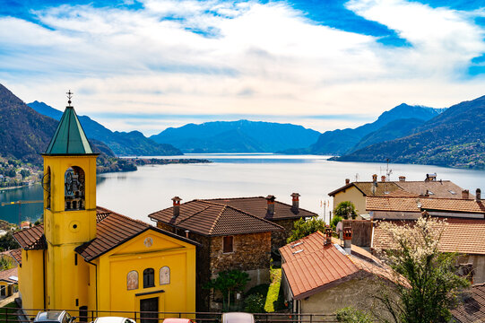 Panorama of Lake Como, seen from the hamlet of Olgiasca.
