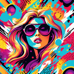 comics illustration-retro and 90s style pop art pattern abstract crazy and psychedelic background