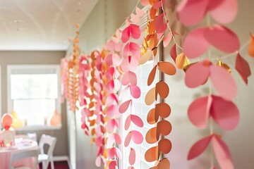 paper garlands adorning a baby shower event space