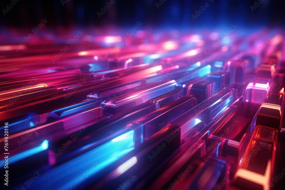 Poster illuminated computer keyboard in dark room generative ai