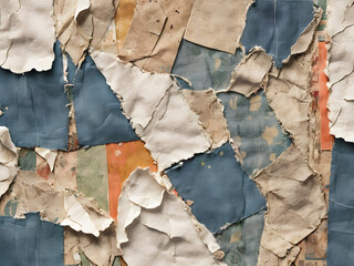 Abstract Torn Paper Montages, Grunge Posters, and Crumpled Paper Backgrounds on Street Walls