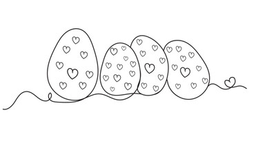 Easter egg vector line icon, black silhouette doodle symbol outline design, bunny eggs  pattern, cute decoration element isolated on white background. Traditional religious holiday illustration