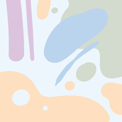 Multicolored vector background in pastel colors. Hand drawn illustration of shapes, circles and stripes.