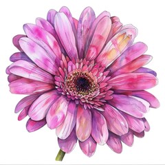 Obraz premium Watercolor lavender gerbera flower on white background