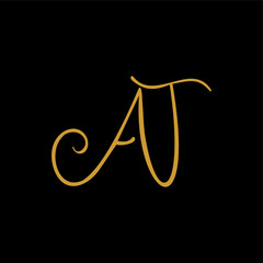 Vector graphic of AT, TA Alphabet Letter Logo Monogram in classic style. This AT logo vector is perfect for company logos, stickers, wedding name designs, and branding etc.
