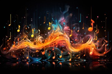 Abstract Music Background With Musical Notes Generative AI - obrazy, fototapety, plakaty