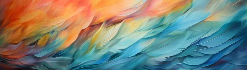 Watercolor hummingbird tail feathers, detailed closeup, backlit, vibrant natural setting - obrazy, fototapety, plakaty