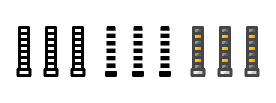 Multipurpose bollards vector icon in outline, glyph, filled outline style. Three icon style variants in one pack.