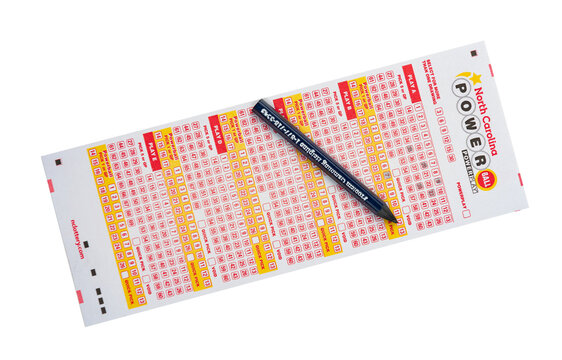 NC Powerball lottery form with a problem gambling pencil
