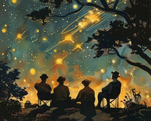 Vintage cosmic detective novel club, reading and discussing under the stars