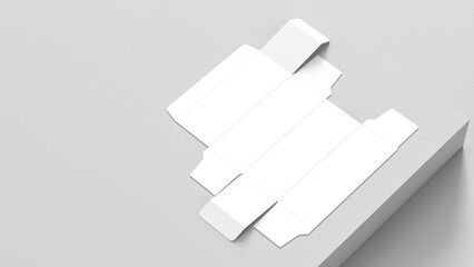 Unfolded box mock up isolated on white background. Cosmetics or medicine box mock up. 3D illustration. - 769824301
