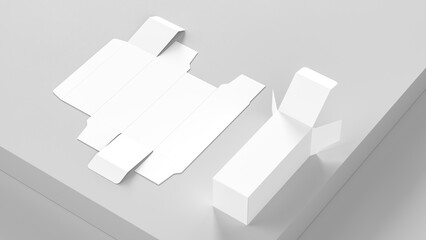 Box mock up isolated on white background. Cosmetics or medicine box mock up. 3D illustration. - 769824578