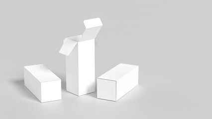 Box mock up isolated on white background. Cosmetics or medicine box mock up. 3D illustration. - 769824796