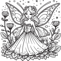 Fototapeta na wymiar Fairies coloring pages for coloring book. Fairies outline vector