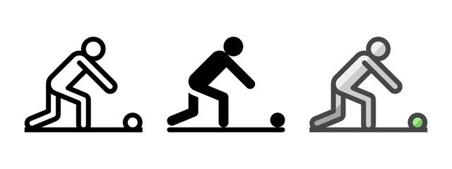 Multipurpose lawn bowls vector icon in outline, glyph, filled outline style. Three icon style variants in one pack.