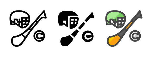 Multipurpose hurling vector icon in outline, glyph, filled outline style. Three icon style variants in one pack.