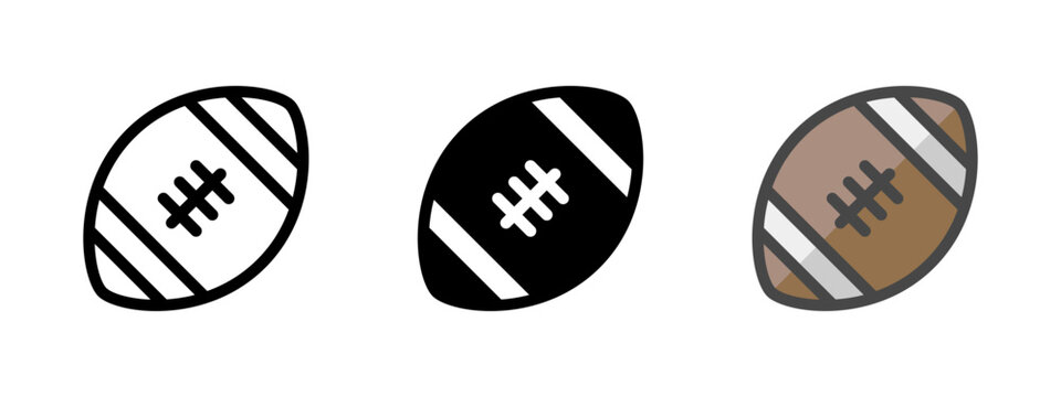 Multipurpose American football vector icon in outline, glyph, filled outline style. Three icon style variants in one pack.