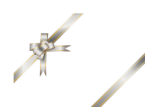 Silver ribbon bow has gold trim illustration	
