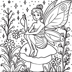 Fairies coloring pages for coloring book. Fairies outline vector