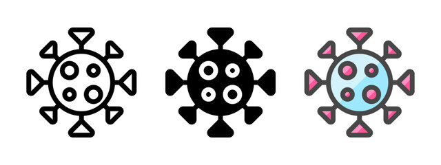 Multipurpose corona virus vector icon in outline, glyph, filled outline style. Three icon style variants in one pack.