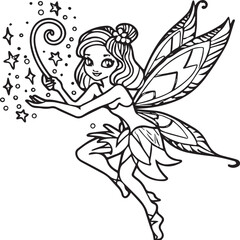Fairies coloring pages for coloring book. Fairies outline vector