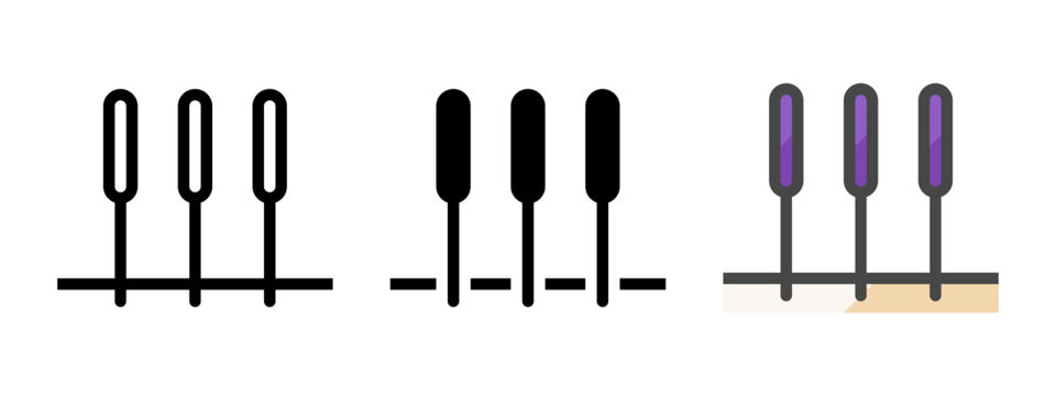 Multipurpose needles vector icon in outline, glyph, filled outline style. Three icon style variants in one pack.