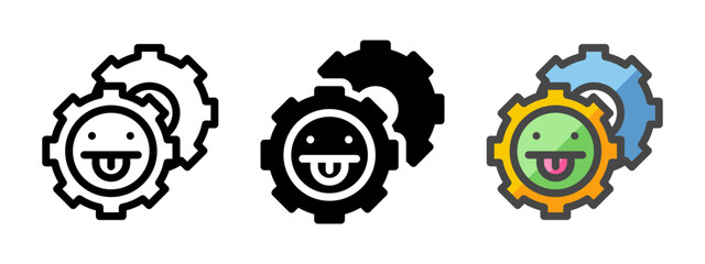 Multipurpose gears vector icon in outline, glyph, filled outline style. Three icon style variants in one pack.