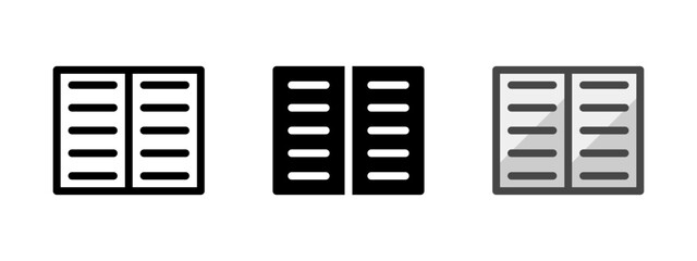 Multipurpose tutorial vector icon in outline, glyph, filled outline style. Three icon style variants in one pack.