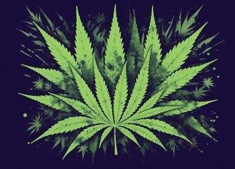 Gritty Marijuana Illustration: Grungy Weed Cannabis Artwork