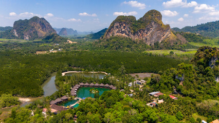 Drone Aerial View of Poonsiri Resort Aonang in Thailand