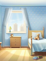 Sunny Morning: Cheerful Child's Bedroom storybook Illustration