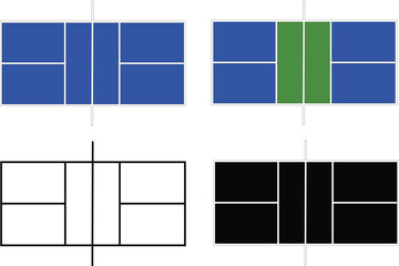 Pickleball Court icon. Top view of the pickleball court in exact proportions sign. Pickleball field symbol. flat style.