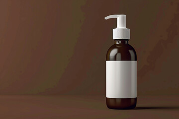 Sleek and modern skincare bottle with a pure, white design against a rich chocolate brown isolated solid background, conveying contrast and elegance,