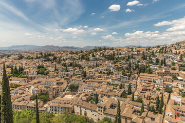 Fototapeta na wymiar City view seen from the Alhambra Palace, Granada, Spain