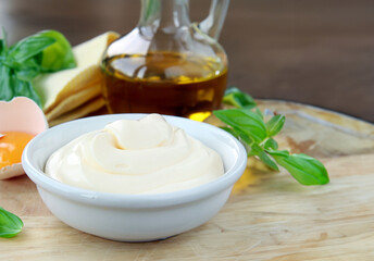 Obraz na płótnie Canvas organic homemade olive oil mayonnaise sauce