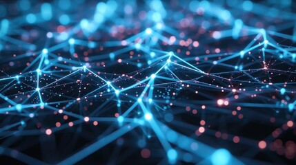Virtual futuristic technology abstract glowing background with lines for network, big data, data center, server, internet, speed. Abstract neon lights in technology tunnel.