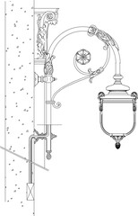 Adobe Illustrator Artwork vector design sketch illustration, detailed drawing of lighting techniques, old ethnic classic vintage traditional decorative wall lamps