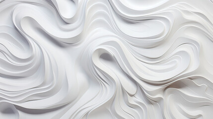 A surreal abstract depiction of milk waves and swirls, a fluid and dynamic white-on-white pattern  background Ai Generative