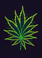 Fototapeta na wymiar Minimalistic Cannabis Illustration: Modern Weed Artwork for Graphic Design