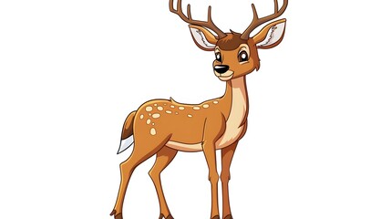 Whimsical Forest Friends: Delightful Deer Cartoon Isolated on White