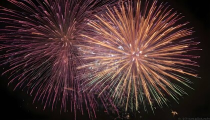 Fireworks Exploding In The Sky In A Dazzling Displ