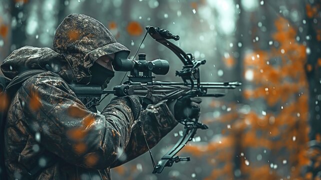 A hunter with a crossbow